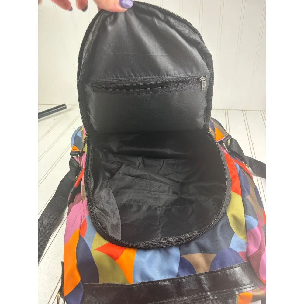 POABA Vintage Geometric Multicolor Print Nylon Anti-Theft Travel Backpack Bag